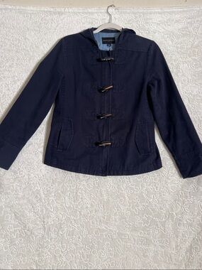 Banana Republic Navy Hooded Toggle Pea Coat